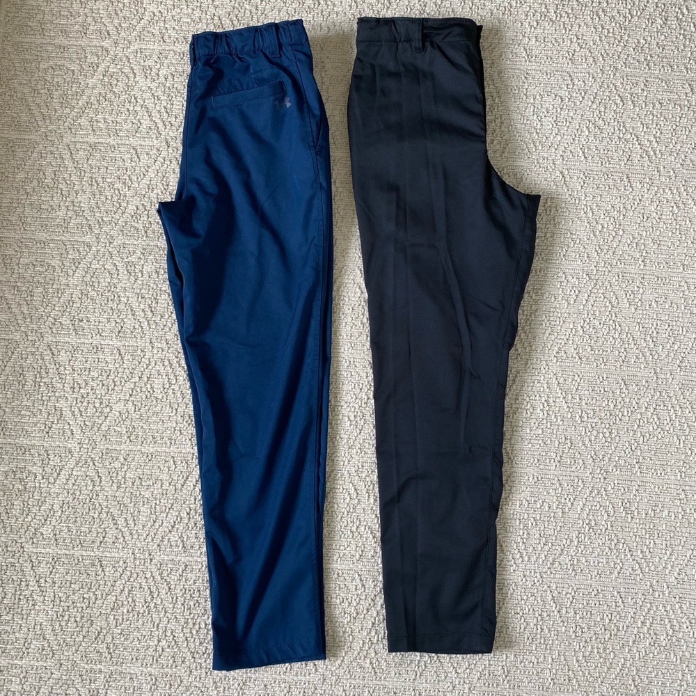 Under Armour - Boys Youth Size 18 (Set of 2) Blue pair, Black pair, Inseam 27.5”
